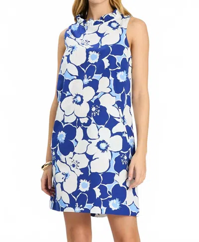 Tyler Boe Ella Ruffle Neck Dress In Blue