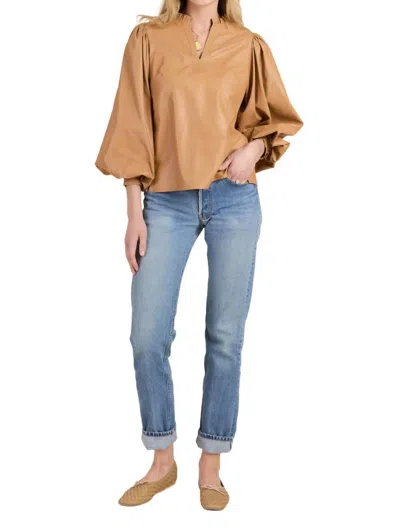 Tyler Boe Ellery Vegan Leather Top In Caramel In Brown