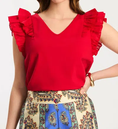 Tyler Boe Emerson Ruffle Tee In Red