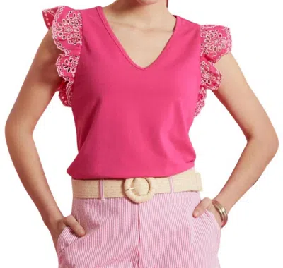 Tyler Boe Erin Eyelet Sleeve Tee Top In Caberet Pink