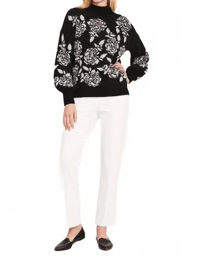 Tyler Boe Etched Floral Wool & Mohair Blend Sweater In Black/white