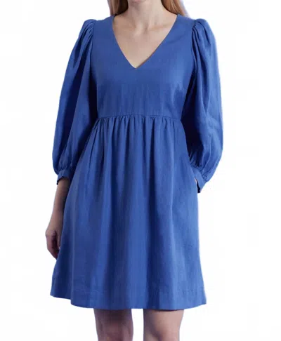 Tyler Boe Eva Solid Linen Dress In Blue