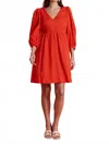 Tyler Boe Eva Solid Linen Dress In Red In Red