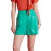 Tyler Boe Faux Leather Shorts In Parakeet In Multi