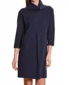 Tyler Boe Faux Suede 3/4 Sleeve Midi Dress In Navy In Blue