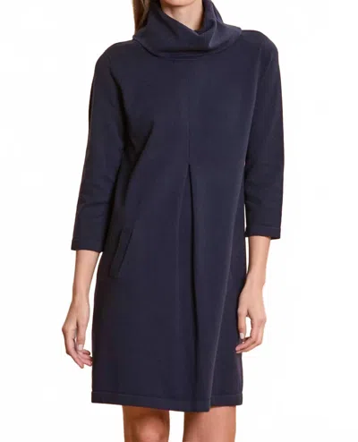Tyler Boe Faux Suede 3/4 Sleeve Midi Dress In Navy In Blue