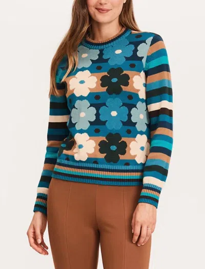 Tyler Boe Floral Stripe Crew Sweater In Multi