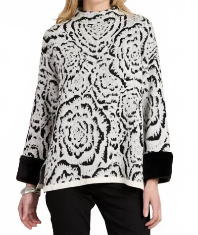 Tyler Boe Frady Funnel Abstract Cape Sweater In Black And White