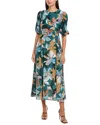 Tyler Boe Frankie Silk Midi Dress In Green
