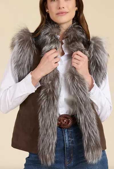 Tyler Boe Fur Suede Vest In Walnut In Brown