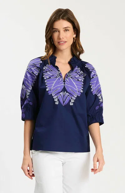 Tyler Boe Glorie Applique Shirt In Beacon Blue