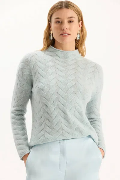 Tyler Boe Gracie Basketweave Mock Neck Sweater In Above The Clouds In Blue