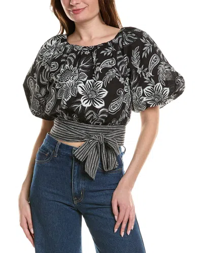 Tyler Boe Hannah Linen-blend Top In Black