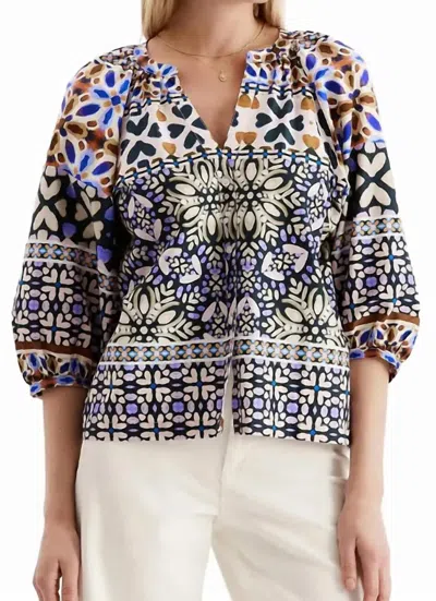 Tyler Boe Harper Cotton Top In Multi In Blue