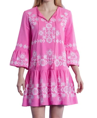 Tyler Boe Holly Cotton Embroidered Tunic Dress In Cheeky Pink