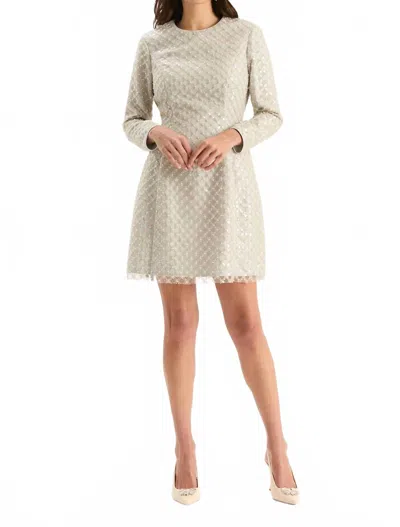 Tyler Boe Jacquilyn Overlay Mini Dress In Silver Pearl In White