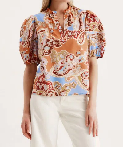 Tyler Boe Jenna Cotton Topper In Floral Paisley In Brown