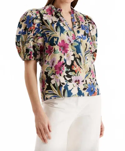 Tyler Boe Jenna Cotton Watercolor Floral Top In Multi