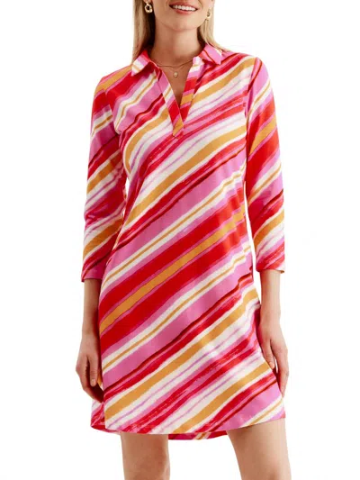 Tyler Boe Johnny Asymmetrical Stripe Shirtdress In Multi In Pink
