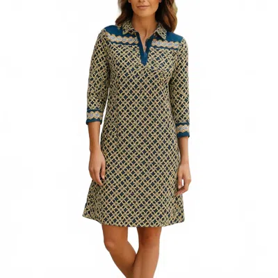 Tyler Boe Johnny Blue Mosaic Shirtdress In Gray