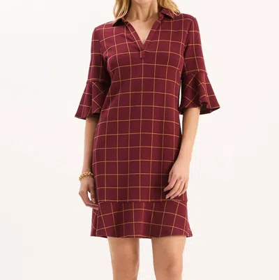 Tyler Boe Johnny Knit Dress In Cabernet Golden Windowpane In Burgundy