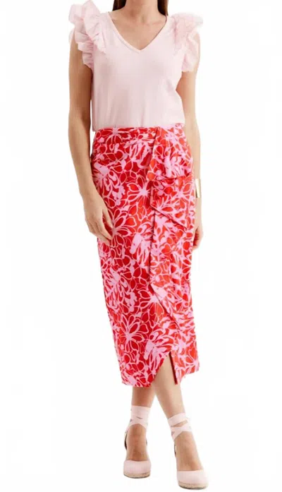 Tyler Boe Josephine Wrap Skirt In Multi In Pink