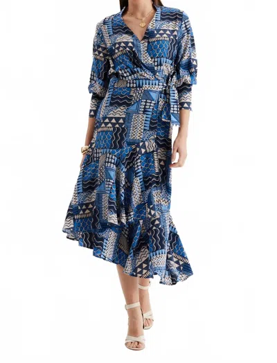Tyler Boe Jules Silk Kalidesco Dress In Multi In Blue