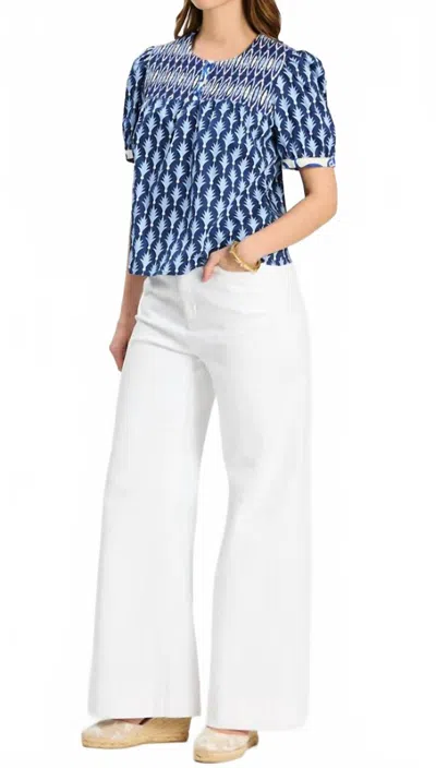 Tyler Boe Kenzie Mixed Print Top In Multi In Blue