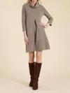 TYLER BOE KIM COWL NECK DRESS IN HOUNDSTOOTH