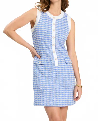 Tyler Boe Kirk Knit Dress In Vista Blue/white In Multi