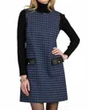 Tyler Boe Kirtly Houndstooth Knit Jumper In Navy In Blue