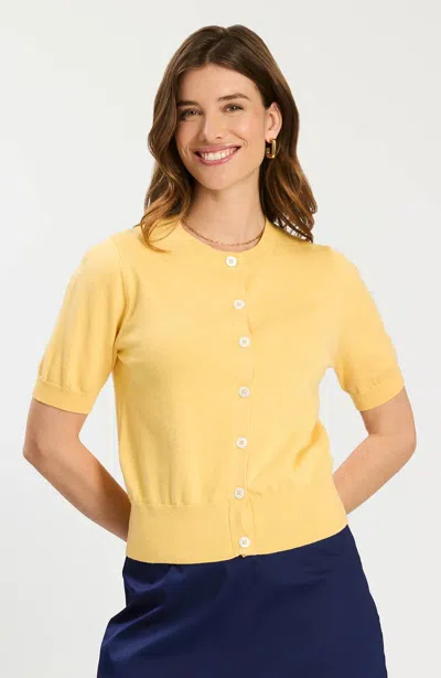 Tyler Boe Kit Short Sleeve Cardigan In Pale Marigold In Yellow