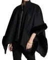 Tyler Boe Leslie Fur Zip Cape In Black In Black