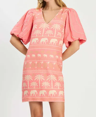 Tyler Boe Lexi Linen Tropical Dress In Shell Pink