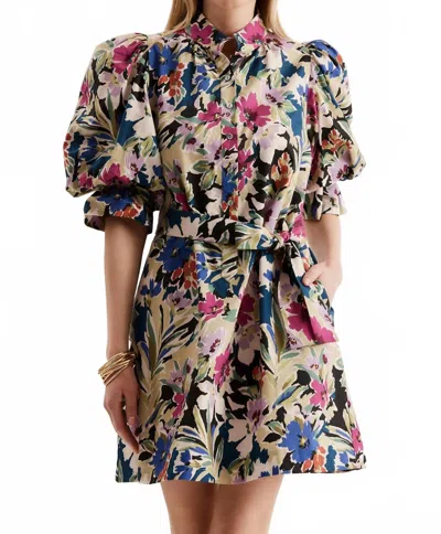Tyler Boe Lydia Mini Dress In Watercolor Floral In Multi