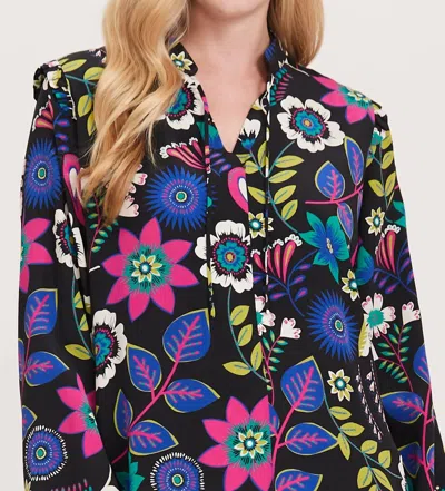 Tyler Boe Maggie Silk Floral Blouse In Multi In Black