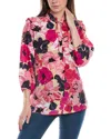 Tyler Boe Maggie Silk Floral Top In Watercolor In Multi