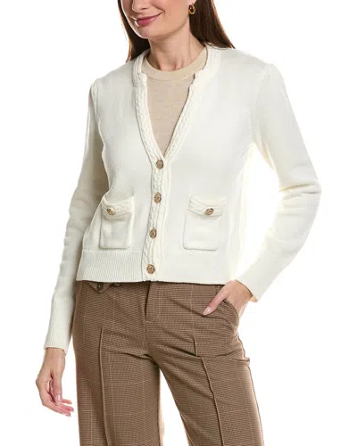 Tyler Boe Mallory Gold Button Cardigan In White