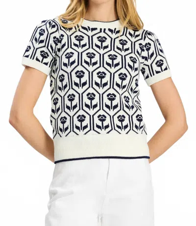 Tyler Boe Mimi Cotton Tulip Short Sleeve Sweater In Beacon Blue In Multi
