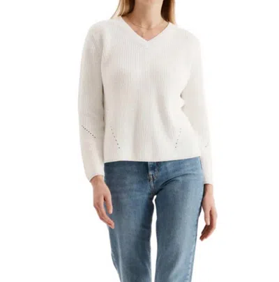 Tyler Boe Mineral Wash V Neck Sweater In White