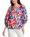 Tyler Boe Molly Cotton V-neck Blouse In Patriotic Floral