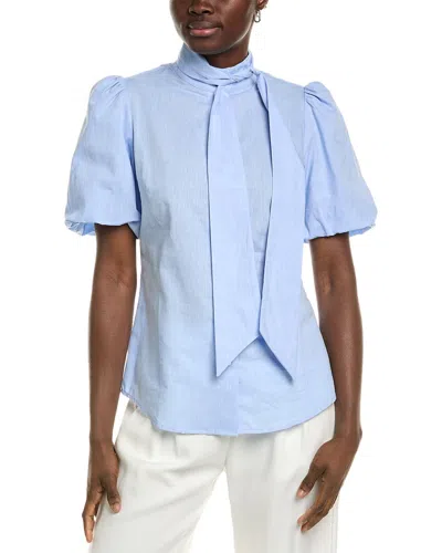 Tyler Boe Morgan Linen-blend Blouse In Blue