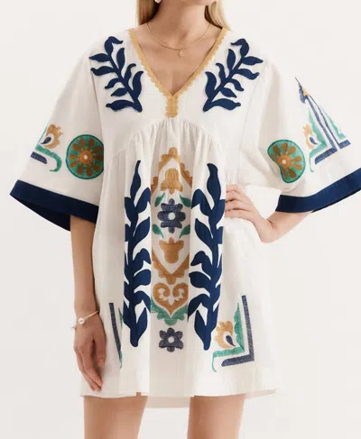 Tyler Boe Naomi Mini Dress In Egret In Multi