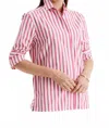 Tyler Boe Natalie Stripe Shirt In Hot Pink In Pink