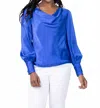 Tyler Boe Olivia Charmeuse Blouse In Blue In Blue