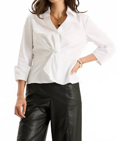 Tyler Boe Paige Cotton Twisted Front Top In White