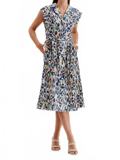Tyler Boe Paige Midi Dress In Aqua Animal In Multi