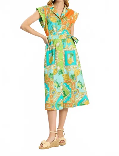 Tyler Boe Paige Midi Shirtdress In Positano Multi In Blue
