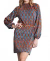 Tyler Boe Pammie Mock Neck Mini Dress In Multi In Brown