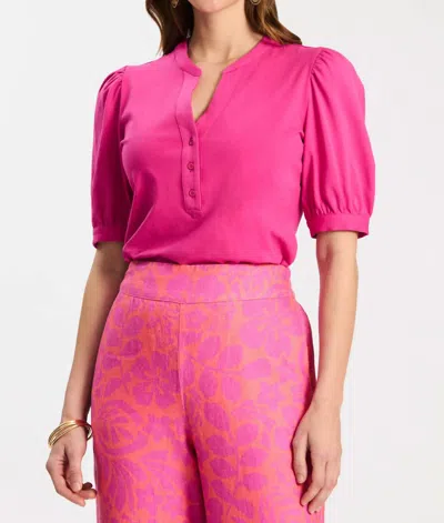 Tyler Boe Paulina Quarter Placket Tee In Rose Violet In Multi